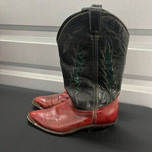 Vintage Code West Red Leather Western Boots Silver Toe Women’s 7M USA Made Rare
